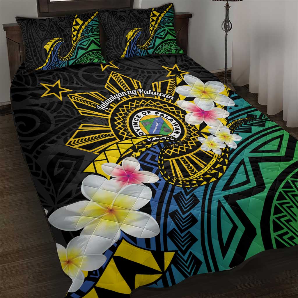 Lalawigan ng Palawan Quilt Bed Set Philippines Province Land of Promise LT14 Black - Polynesian Pride