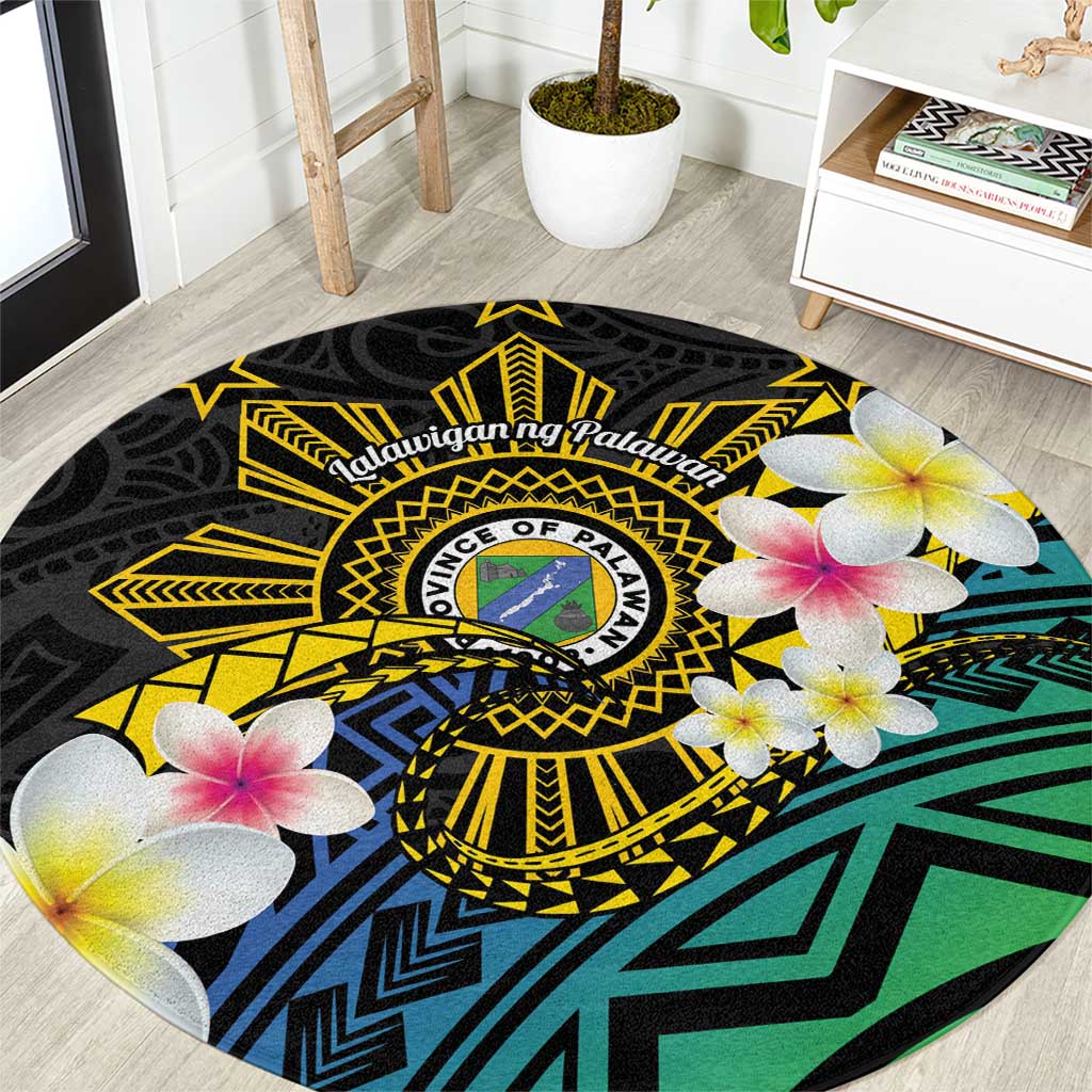Lalawigan ng Palawan Round Carpet Philippines Province Land of Promise LT14 Black - Polynesian Pride