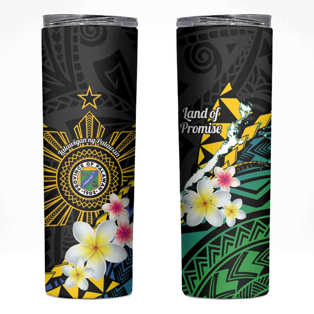 Lalawigan ng Palawan Skinny Tumbler Philippines Province Land of Promise LT14 Black - Polynesian Pride