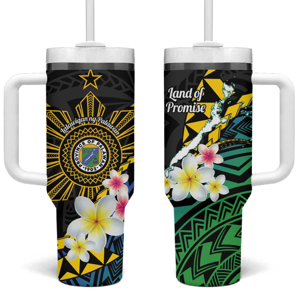 Lalawigan ng Palawan Tumbler With Handle Philippines Province Land of Promise LT14 One Size: 40 oz Black - Polynesian Pride