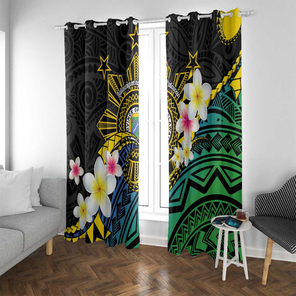 Lalawigan ng Palawan Window Curtain Philippines Province Land of Promise LT14 With Grommets Black - Polynesian Pride