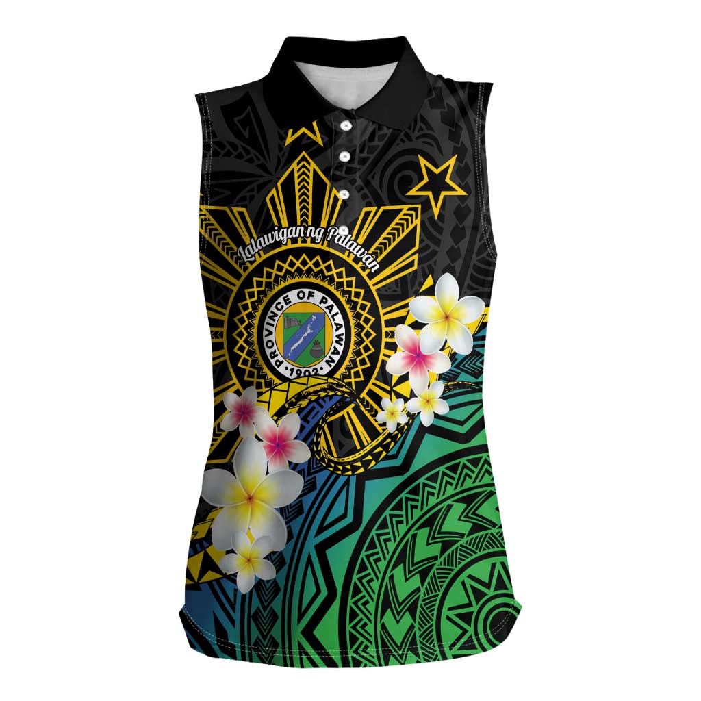 Lalawigan ng Palawan Women Sleeveless Polo Shirt Philippines Province Land of Promise LT14 Female Black - Polynesian Pride