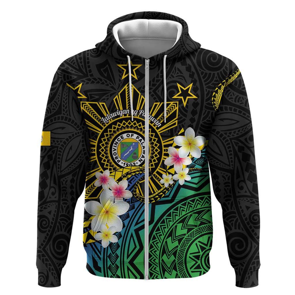 Lalawigan ng Palawan Zip Hoodie Philippines Province Land of Promise LT14 Zip Hoodie Black - Polynesian Pride