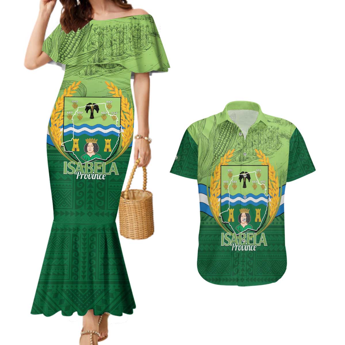 Isabela Philippines Couples Matching Mermaid Dress and Hawaiian Shirt Queen Province Of The North