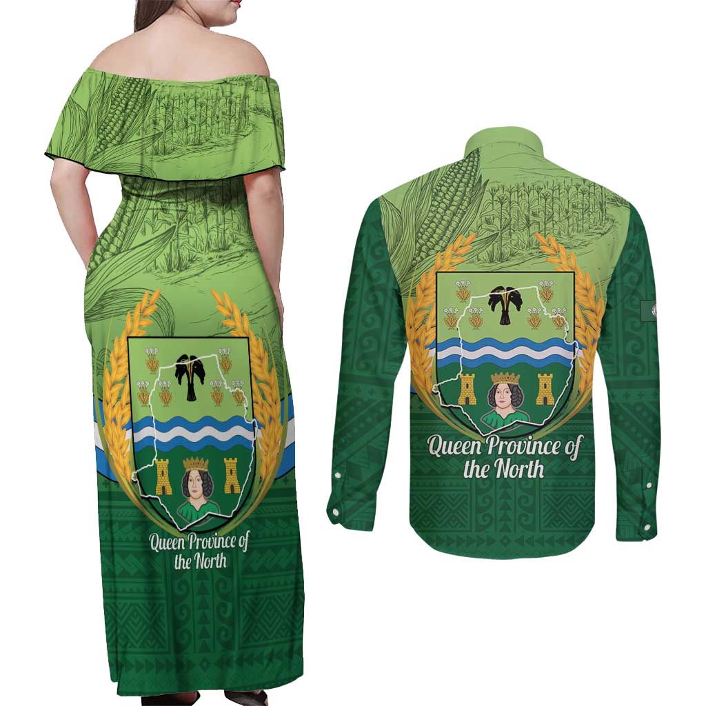 Isabela Philippines Couples Matching Off Shoulder Maxi Dress and Long Sleeve Button Shirt Queen Province Of The North LT14 - Polynesian Pride