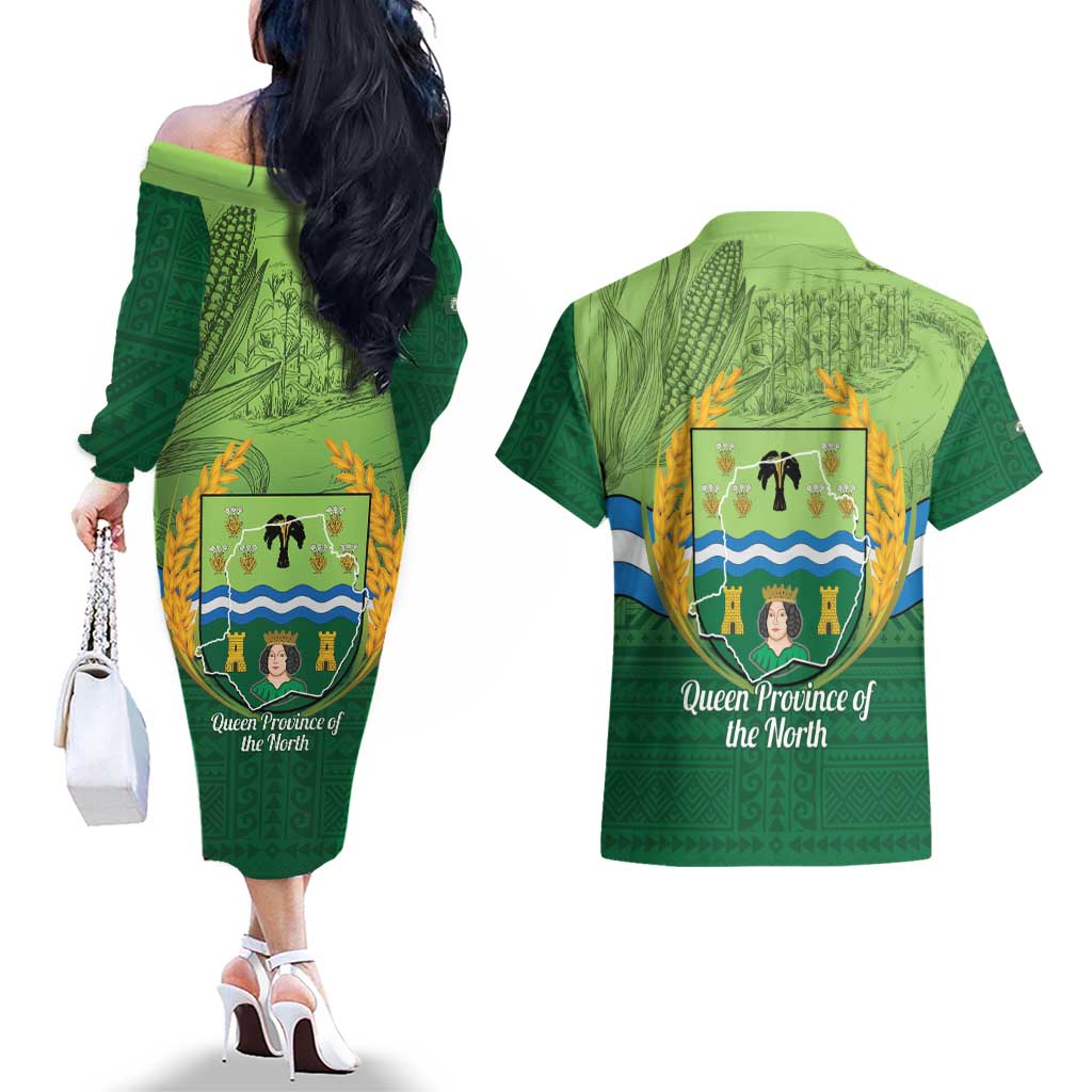 Isabela Philippines Couples Matching Off The Shoulder Long Sleeve Dress and Hawaiian Shirt Queen Province Of The North LT14 - Polynesian Pride