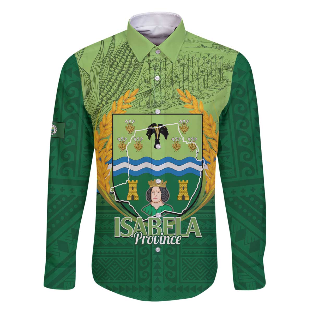 Isabela Philippines Family Matching Off The Shoulder Long Sleeve Dress and Hawaiian Shirt Queen Province Of The North LT14 Dad's Shirt - Long Sleeve Green - Polynesian Pride