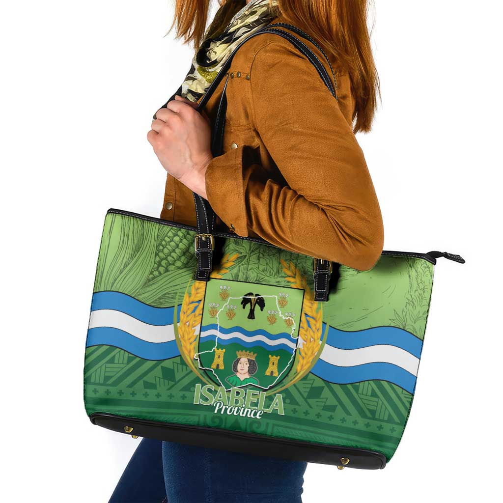 Isabela Philippines Leather Tote Bag Queen Province Of The North LT14 Green - Polynesian Pride
