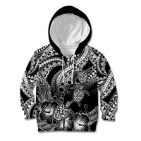 Personalised Polynesian Kid Hoodie Tribal Honu Turtle with Hibiscus White Version LT14 Hoodie White - Polynesian Pride