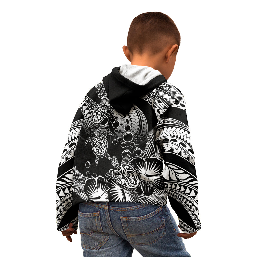 Personalised Polynesian Kid Hoodie Tribal Honu Turtle with Hibiscus White Version LT14 - Polynesian Pride