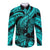 Personalised Polynesian Long Sleeve Button Shirt Tribal Honu Turtle with Hibiscus Turquoise Version LT14 Unisex Turquoise - Polynesian Pride