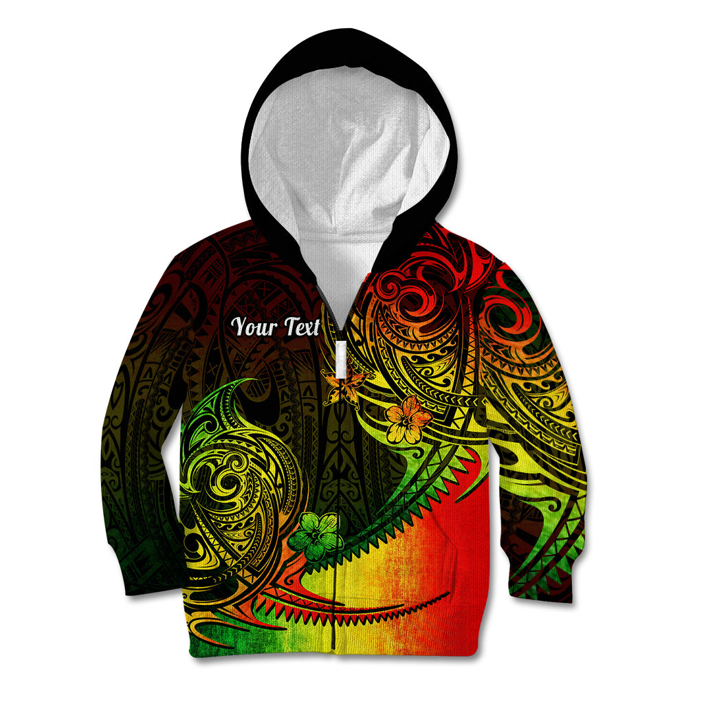 Personalised Polynesian Tribal Kid Hoodie Unique Reggae LT14 Zip Hoodie Reggae - Polynesian Pride