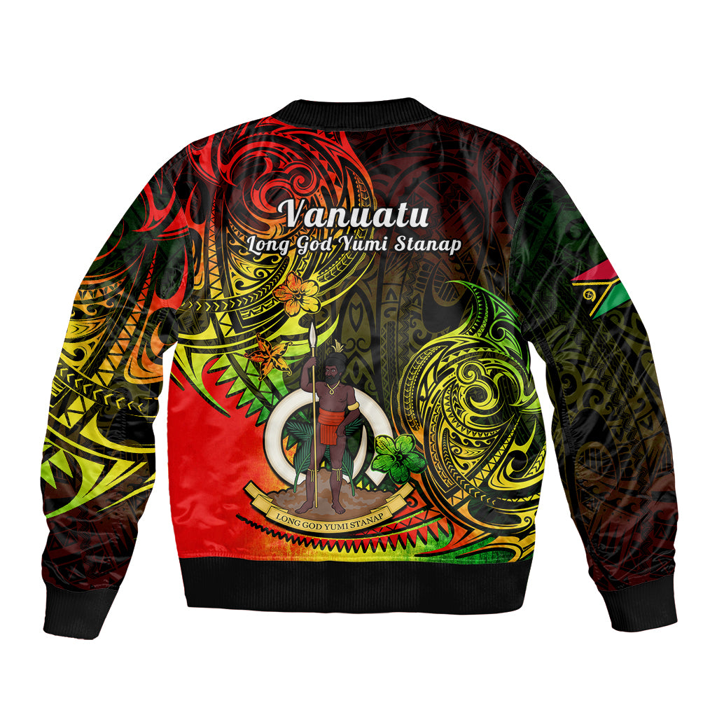 Polynesian Pride Vanuatu Sleeve Zip Bomber Jacket Reggae Polynesia Long God Yumi Stanap LT14 - Polynesian Pride