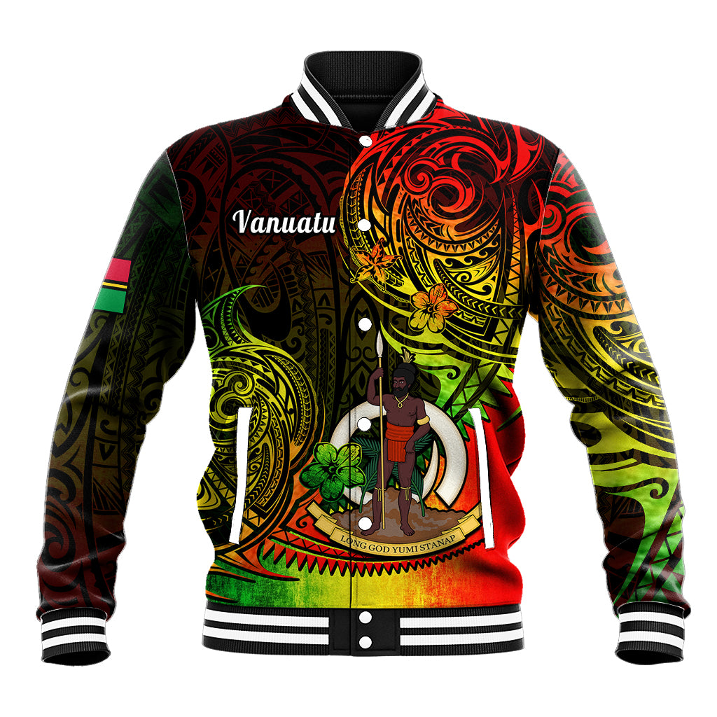 Personalised Vanuatu Baseball Jacket Reggae Polynesia Long God Yumi Stanap LT14 Unisex Reggae - Polynesian Pride