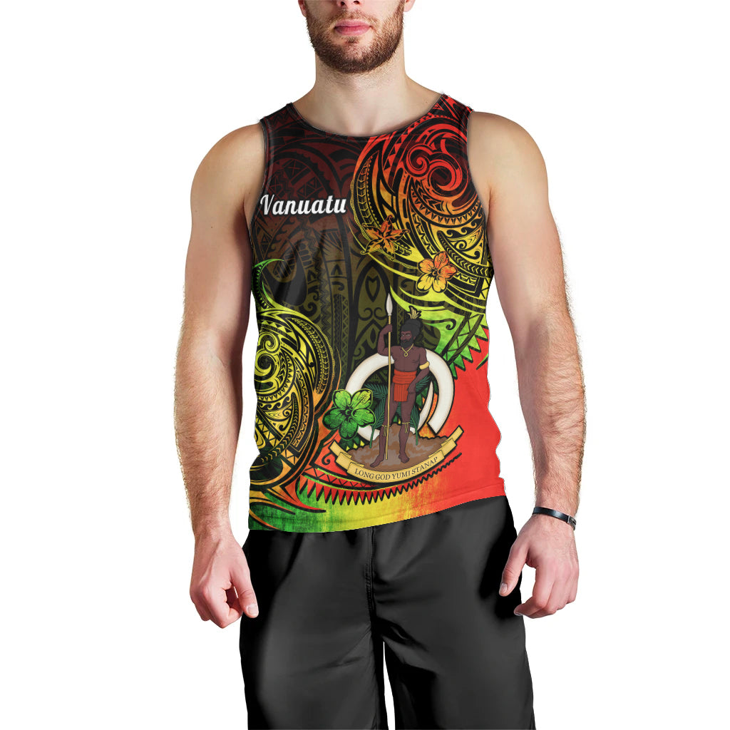 Personalised Vanuatu Men Tank Top Reggae Polynesia Long God Yumi Stanap LT14 - Polynesian Pride