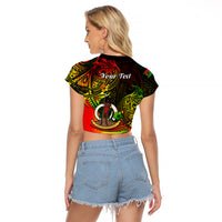 Personalised Vanuatu Raglan Cropped T Shirt Reggae Polynesia Long God Yumi Stanap LT14 - Polynesian Pride