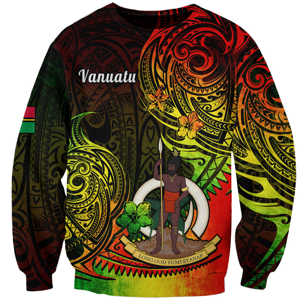 Personalised Vanuatu Sweatshirt Reggae Polynesia Long God Yumi Stanap LT14 Unisex Reggae - Polynesian Pride