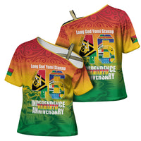 Vanuatu Indipendens Dei Cross Shoulder Shirt Yumi 46th Independence Anniversary