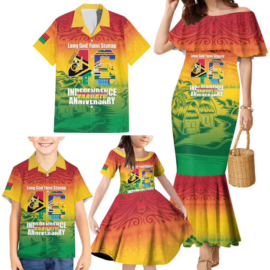 Vanuatu Indipendens Dei Family Matching Mermaid Dress and Hawaiian Shirt Yumi 46th Independence Anniversary LT14 - Polynesian Pride