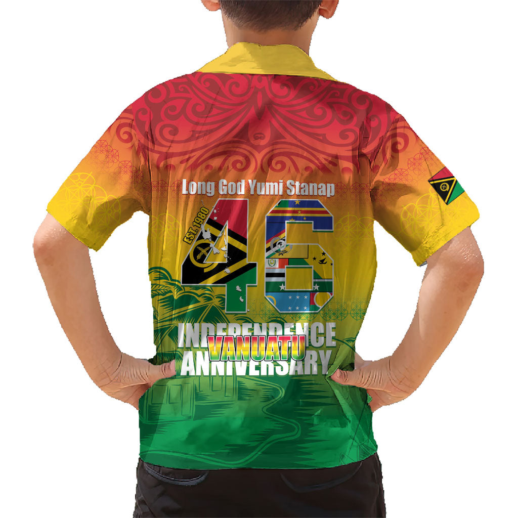 Vanuatu Indipendens Dei Family Matching Off Shoulder Maxi Dress and Hawaiian Shirt Yumi 46th Independence Anniversary LT14 - Polynesian Pride