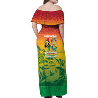 Vanuatu Indipendens Dei Family Matching Off Shoulder Maxi Dress and Hawaiian Shirt Yumi 46th Independence Anniversary LT14 - Polynesian Pride