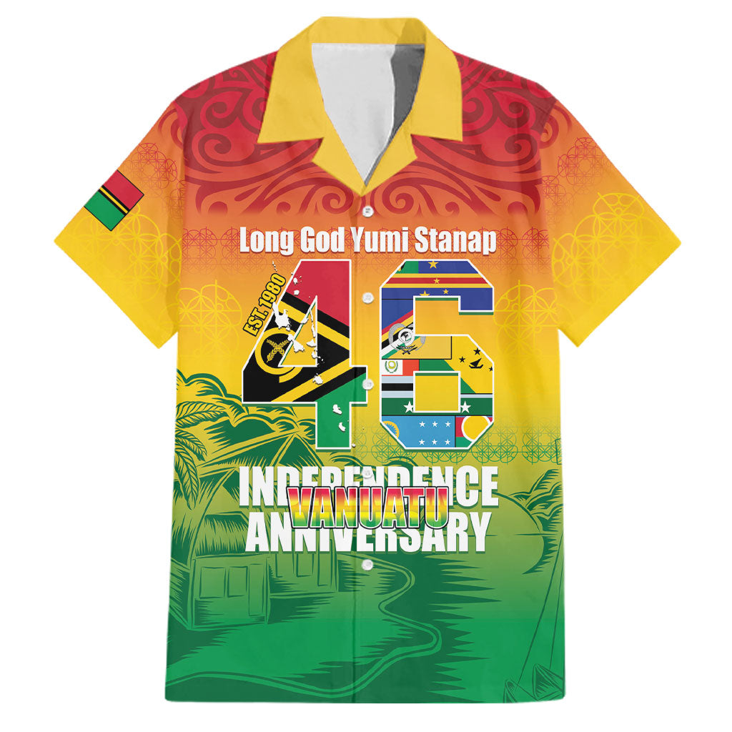 Vanuatu Indipendens Dei Family Matching Puletasi and Hawaiian Shirt Yumi 46th Independence Anniversary LT14 Dad's Shirt - Short Sleeve Reggae - Polynesian Pride