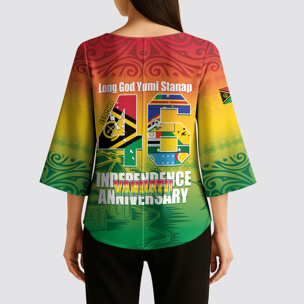 Vanuatu Indipendens Dei Kimono Sleeve Blouse Yumi 46th Independence Anniversary