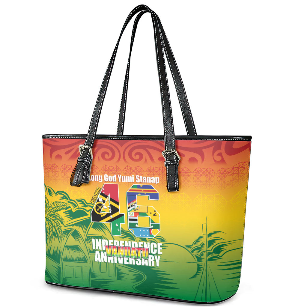 Vanuatu Indipendens Dei Leather Tote Bag Yumi 46th Independence Anniversary