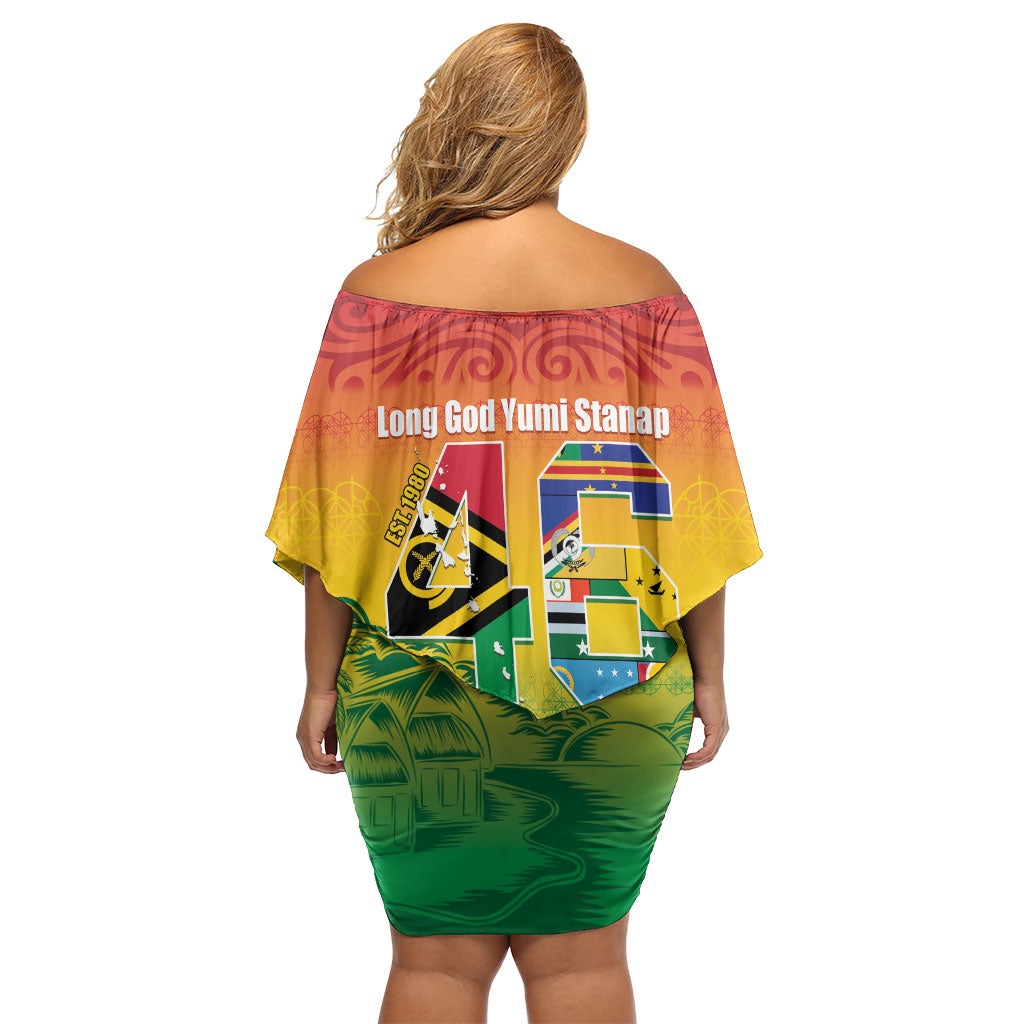 Vanuatu Indipendens Dei Off Shoulder Short Dress Yumi 46th Independence Anniversary