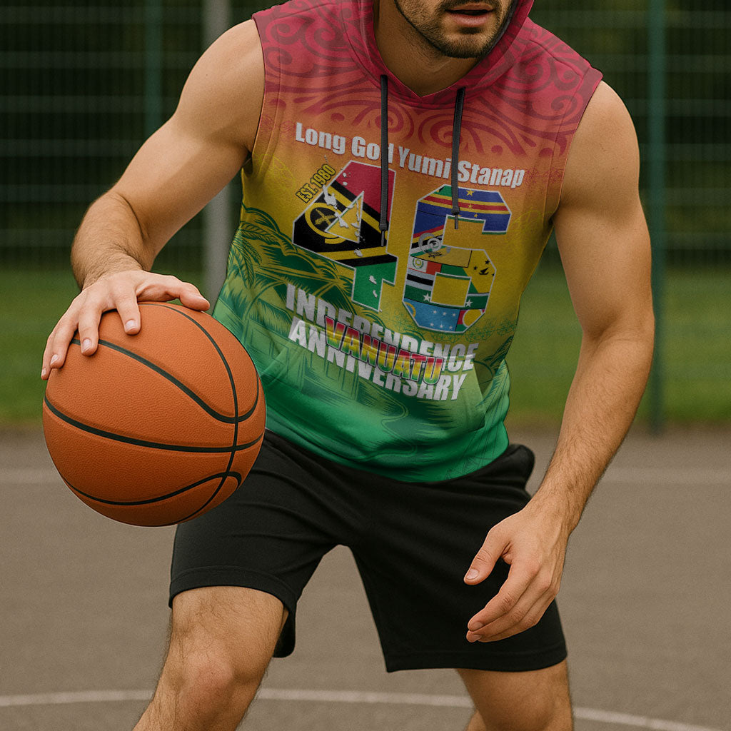 Vanuatu Indipendens Dei Sleeveless Hoodie Yumi 46th Independence Anniversary