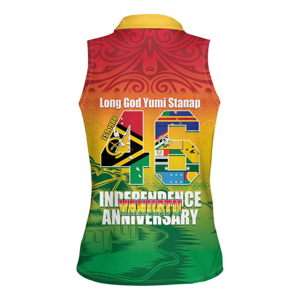 Vanuatu Indipendens Dei Women Sleeveless Polo Shirt Yumi 46th Independence Anniversary