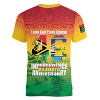 Vanuatu Indipendens Dei Women V-Neck T-Shirt Yumi 46th Independence Anniversary