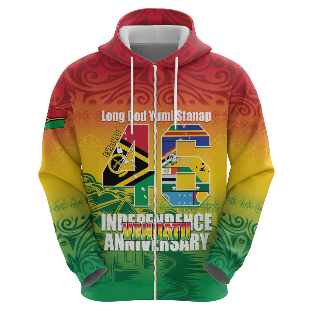 Vanuatu Indipendens Dei Zip Hoodie Yumi 46th Independence Anniversary