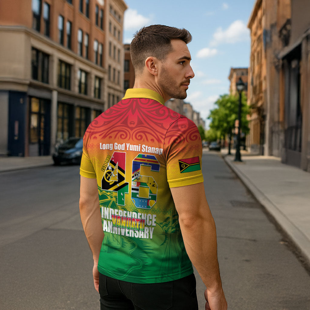 Vanuatu Indipendens Dei Zipper Polo Shirt Yumi 46th Independence Anniversary