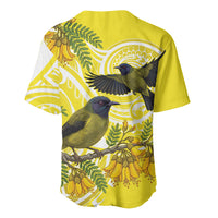 Bellbird New Zealand Baseball Jersey Korimako Kowhai Maori Pattern LT14 - Polynesian Pride