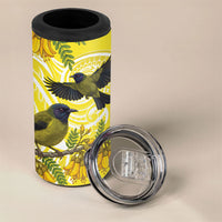 Bellbird New Zealand 4 in 1 Can Cooler Tumbler Korimako Kowhai Maori Pattern LT14 - Polynesian Pride