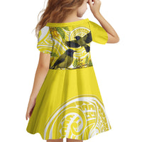 Bellbird New Zealand Family Matching Mermaid Dress and Hawaiian Shirt Korimako Kowhai Maori Pattern LT14 - Polynesian Pride