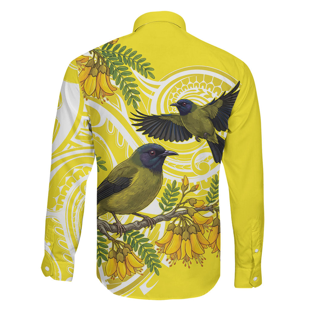 Bellbird New Zealand Family Matching Tank Maxi Dress and Hawaiian Shirt Korimako Kowhai Maori Pattern LT14 - Polynesian Pride