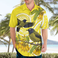 Bellbird New Zealand Hawaiian Shirt Korimako Kowhai Maori Pattern LT14 - Polynesian Pride