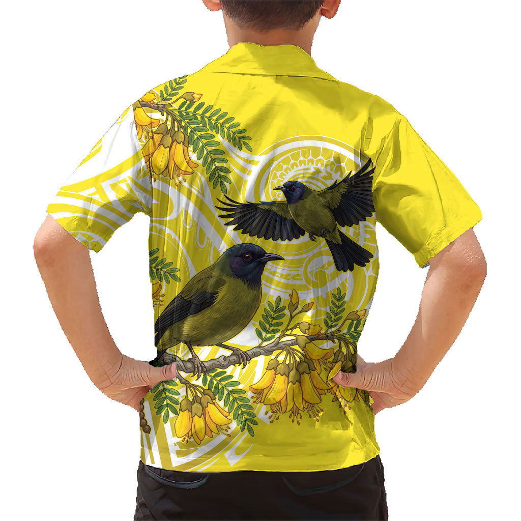 Bellbird New Zealand Hawaiian Shirt Korimako Kowhai Maori Pattern LT14 - Polynesian Pride
