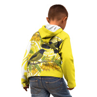 Bellbird New Zealand Kid Hoodie Korimako Kowhai Maori Pattern
