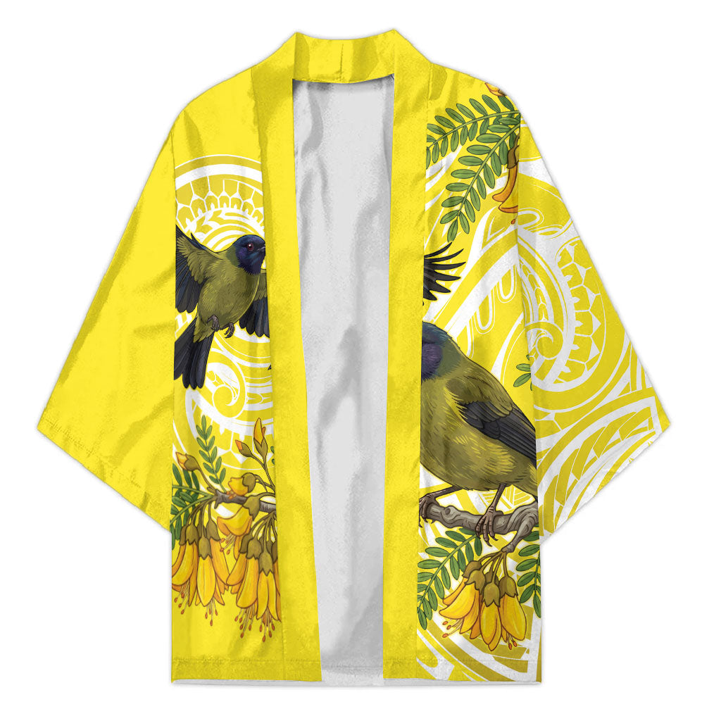 Bellbird New Zealand Kimono Korimako Kowhai Maori Pattern