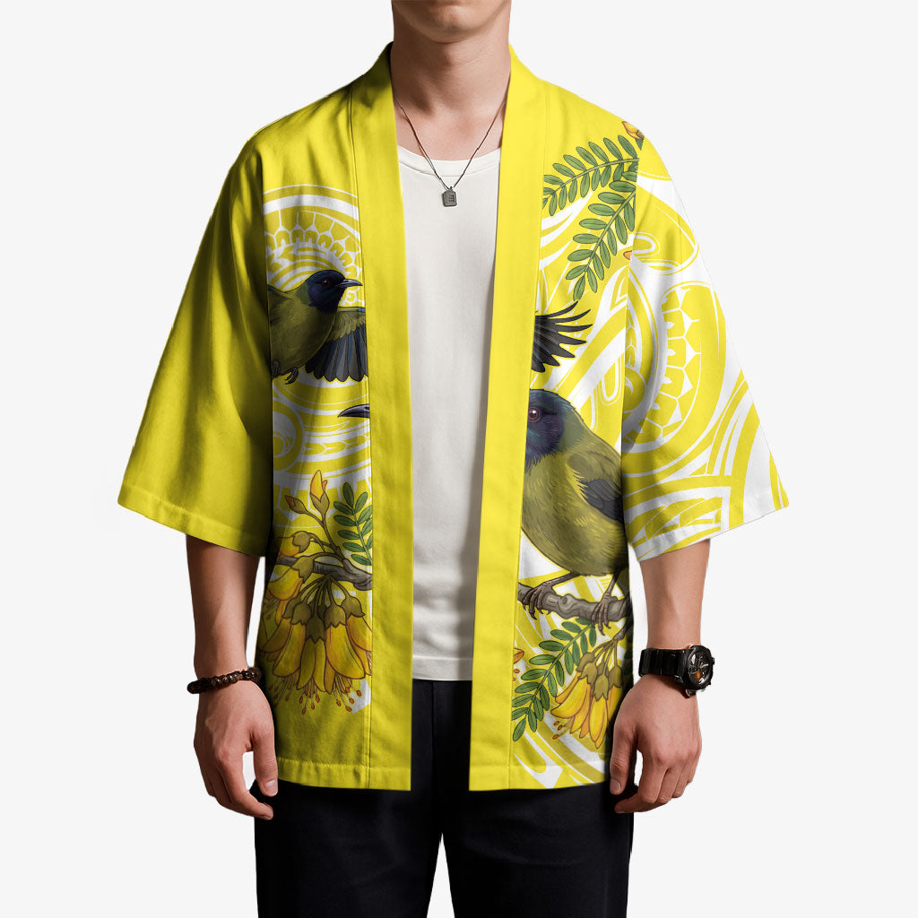 Bellbird New Zealand Kimono Korimako Kowhai Maori Pattern