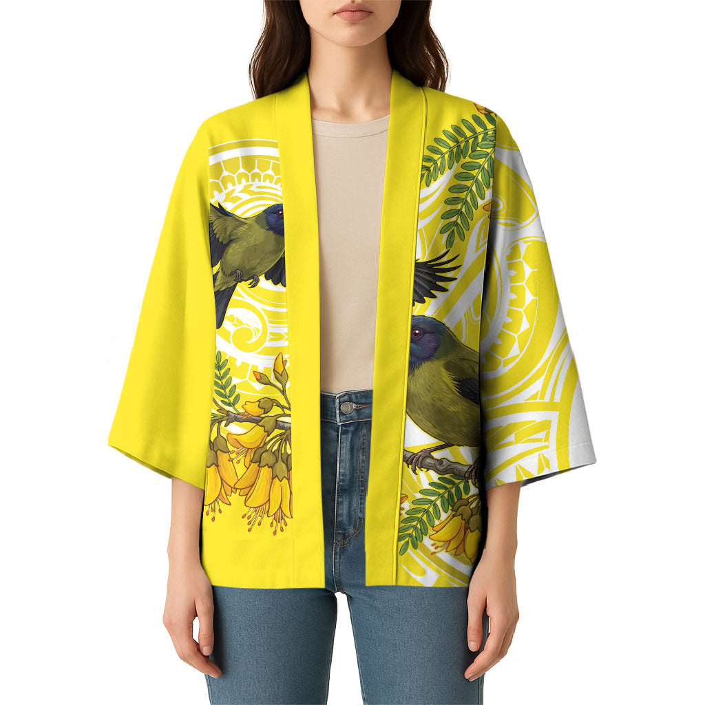 Bellbird New Zealand Kimono Korimako Kowhai Maori Pattern