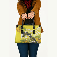Bellbird New Zealand Leather Bag Korimako Kowhai Maori Pattern
