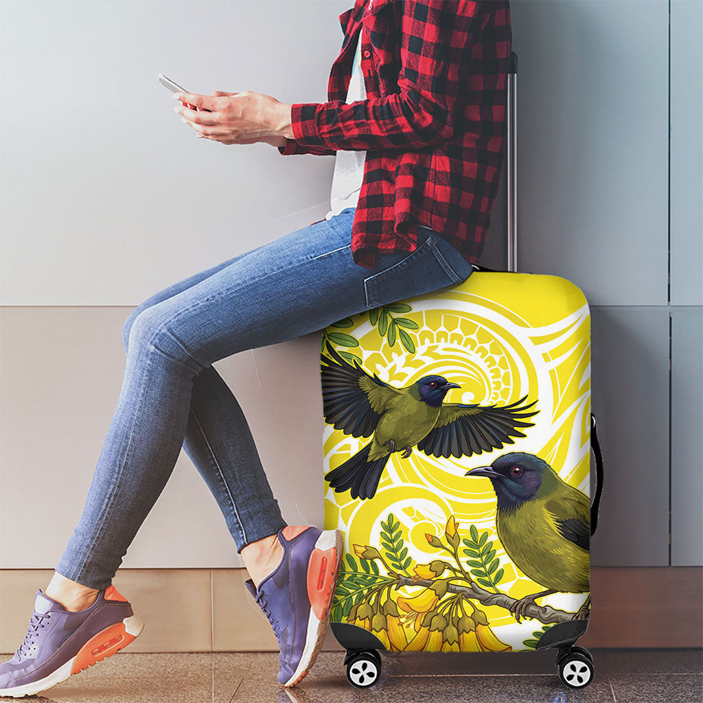 Bellbird New Zealand Luggage Cover Korimako Kowhai Maori Pattern