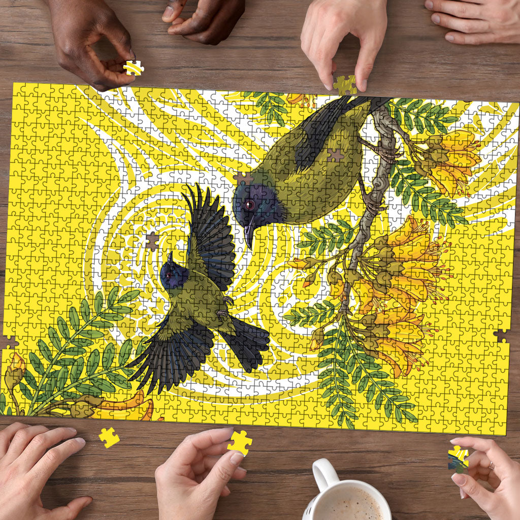 Bellbird New Zealand Puzzle Korimako Kowhai Maori Pattern