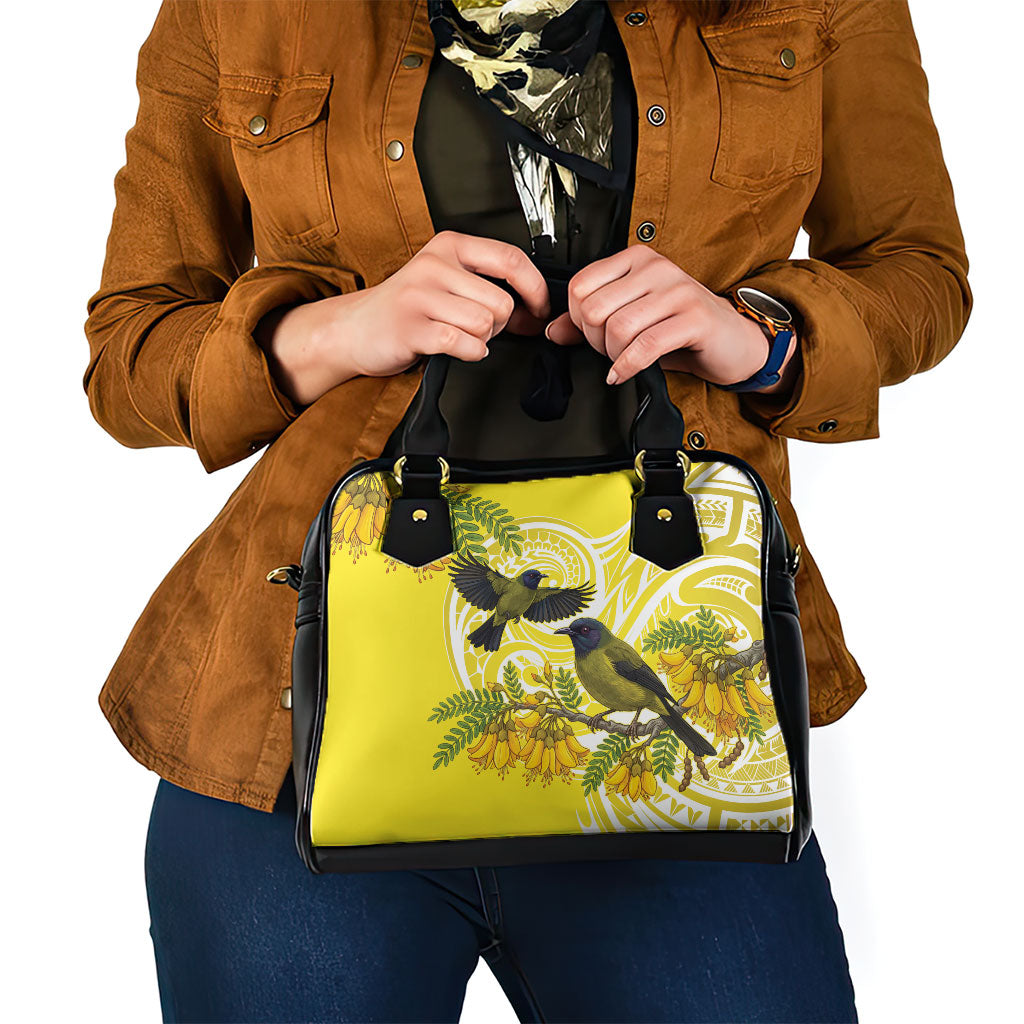 Bellbird New Zealand Shoulder Handbag Korimako Kowhai Maori Pattern LT14 - Polynesian Pride