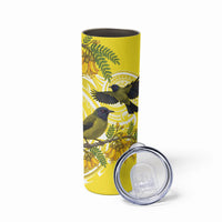 Bellbird New Zealand Skinny Tumbler Korimako Kowhai Maori Pattern LT14 - Polynesian Pride