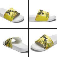 Bellbird New Zealand Slide Sandals Korimako Kowhai Maori Pattern